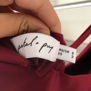 Wine Colored Size Small (2) Silk Midi Dress. Brand Petal & Pup